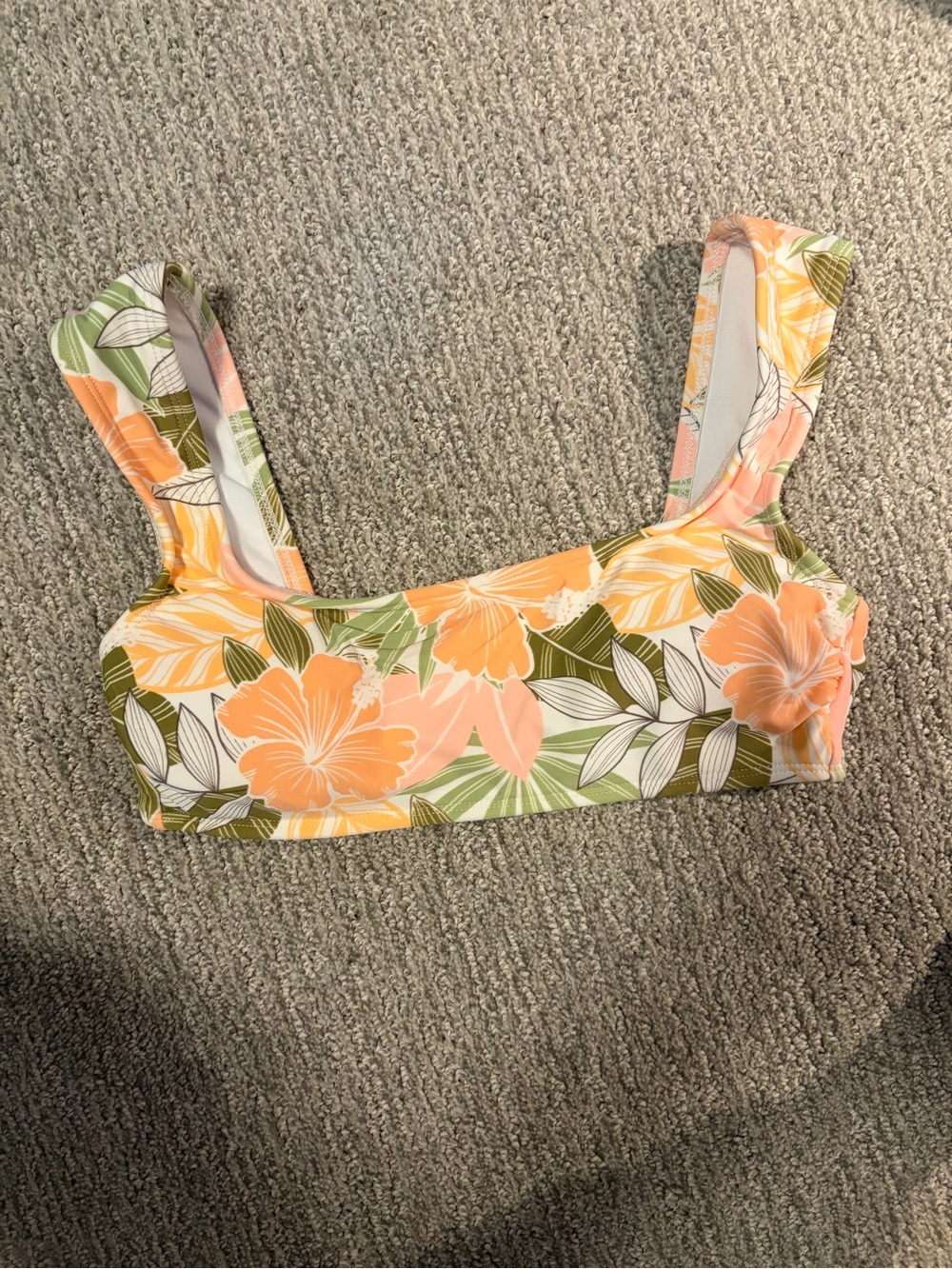 Xhilaration Floral Bikini Top in Peach, Green, White